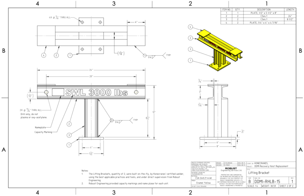 Custom Lifting Bracket 3000 lb